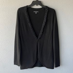 Women V-Neck Black Wool Cardigan